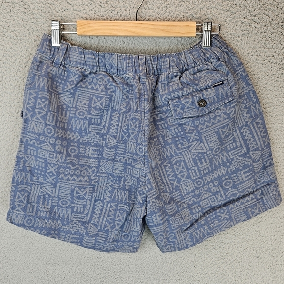 Chubbies Shorts Mens Sz M Blue Aztec Print Cotton Linen Blend Elastic Waist - Picture 6 of 11